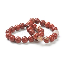 Rouges bracelets naturels stretch jasper de perles, ronde, perles: 12~12.5 mm, diamètre intérieur: 2-1/8 pouce (5.4 cm)