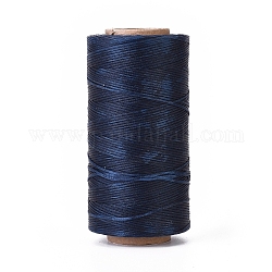 Cordon de polyester ciré, cordon micro macramé, fil à coudre ciré, plat, bleu de Prusse, 0.8mm, environ 284.33 yards (260 m)/rouleau
