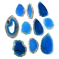 Forme mixte teint agate naturelle des pierres précieuses gros pendentifs, bleu minuit, 39~85x26~62x5~6mm, Trou: 2mm