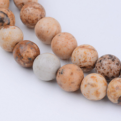 Natural Picture Jasper Beads Strands, Round, 10~10.5mm, Hole: 1.2mm, about 36pcs/strand, 15.5 inch