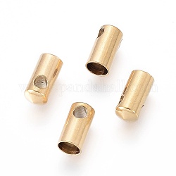Placcatura ionica (ip) 304 estremità del cavo in acciaio inossidabile, testate di chiusura, colonna, oro, 9.5x4.5mm, Foro: 2 mm, diametro interno: 4mm