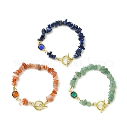 Ensemble de bracelets en perles pour femmes, 3 pièce, 3 styles de pierres précieuses naturelles mélangées, 7-5/8~7-7/8 pouce (19.5~20 cm), 1pc / style