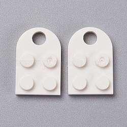 Ciondoli di resina, ciondoli di blocchi di costruzione, metà ovale, bianco, 23.5x15.5x5mm, Foro: 5 mm