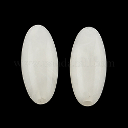 Imitazione ovale perline gemma acrilici, bianco, 31x12mm, Foro: 3 mm, circa 170pcs/500g