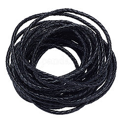 Pandahall 1 рулон 3 мм круглый сложенный боло плетеный кожаный шнур из искусственной кожи каждый 5.5 ярда ожерелье браслет изготовление ювелирных изделий черный