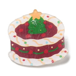 クリスマステーマのアクリルブローチ  201ステンレス鋼ピン付き  ケーキ  食べ物  26.5x27x7mm