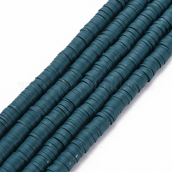 Handmade Polymer Clay Bead Strands, Heishi Beads, Disc/Flat Round, Prussian Blue, 6x0.5~1mm, Hole: 2mm, about 320~447pcs/strand, 15.74 inch~16.92 inch