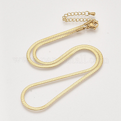 Fabricación de collar de cadenas de espiga de latón, con cierre de langosta, sin níquel, real 18k chapado en oro, 16.3 pulgada (41.6~41.9 cm), 2.5x0.5mm