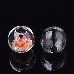 Bottiglie rotonde fatte a mano in vetro soffiato a sfera, per la realizzazione di pendenti in fiala di vetro, chiaro, 17~18x16~17mm, Foro: 5~6 mm