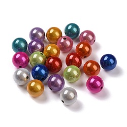 Perline acrilico verniciatura a spruzzo, perline miracolo, tondo, perline in perline, colore misto, 16x16x16mm, Foro: 2.2 mm, su 243 pc / 500 g.
