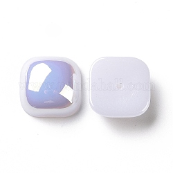 Perla d'imitazione plastica abs, ab colore placcato, quadrato, bianco, 14x14x6.5mm, Foro: 1.4 mm