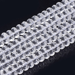 Cuarzo sintético cuentas de cristal hebras, facetados, rerondana plana, 9~10x4.5~6mm, agujero: 1.2 mm, aproximamente 47 pcs / cadena, 15.5 pulgada