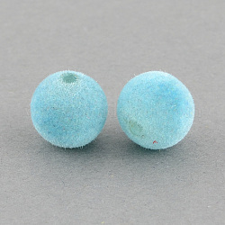 Flocky Bubblegum Acrylic Round Beads, Pale Turquoise, 18mm, Hole: 2.5mm, about 149pcs/500g
