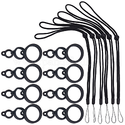GORGECRAFT 42PCS Anti-Lost Necklace Lanyard Set Including 6PCS Anti-Loss Pendant Strap String Holder with 36PCS Black Silicone Rubber Rings for Office Key Chains Outdoor Activities, 8/13/20mm