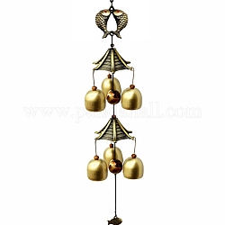 Campanas de viento de aleación, decoraciones colgantes, con colgantes de la campana, pescado, 560mm