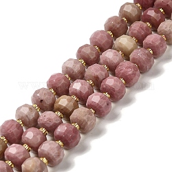 Chapelets de perles en rhodonite naturelle, avec des perles de rocaille, facettes rondelle, 7~8x5~6mm, Trou: 1mm, Environ 45~46 pcs/chapelet, 14.57''~14.96'' (37~38 cm)
