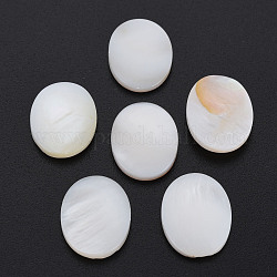 Cabochon di conchiglie d'acqua dolce naturale, ovale, bianco, 17.5x13x3mm