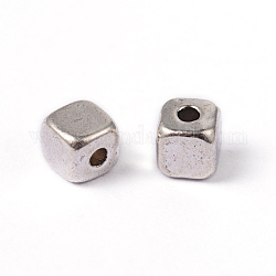 Tibetan Style Alloy Spacer Beads, Lead Free & Cadmium Free, Cube, Antique Silver, about 4mm long, 4mm wide, 4mm thick, hole: 1.5mm