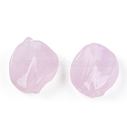 Handgefertigte Bunte Malerei-Perlen aus Jadeimitat, Blatt, rosa, 14~18.5x13.5~15x3.5~6 mm, Bohrung: 1.2~1.8 mm