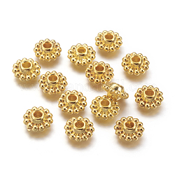 Perline di distanziatore stile tibetano,  piombo e cadmio libero, fiore, oro, 9x5mm, Foro: 2 mm