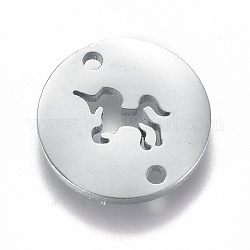 Conectores de enlaces de acero inoxidable 304, plano y redondo con unicornio, color acero inoxidable, 12x1mm, agujero: 1.2 mm