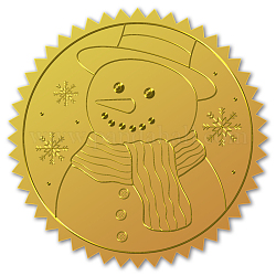 Самоклеящиеся наклейки с тиснением золотой фольгой, стикер украшения медали, снеговик, 5x5 см