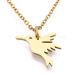 201 in acciaio inossidabile collane pendenti, uccello, oro, 16.3 pollice (40 cm) x 1 mm