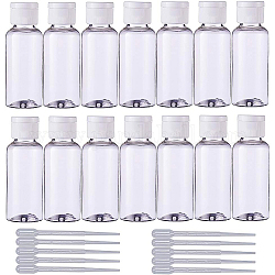BENECREAT 24 Pack 1.7oz Portable BPA-Free Plastic Transparent Travel Bottle with Clear Flip Cap & 10 Pack 2ml Plastic Pipette Droppers for Cream, Emulsion, Lotion