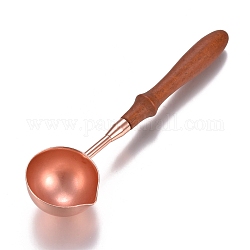 Cucchiaio in fusione di bastoncini di cera d'ottone, con manico in legno, oro roso, 111x30x15.3mm