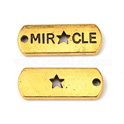 ワード奇跡のペンダントを持つチベットのスタイル合金の長方形  カドミウムフリー＆鉛フリー  アンティーク黄金  8x21x2mm  穴：2mm  約532個/1000g