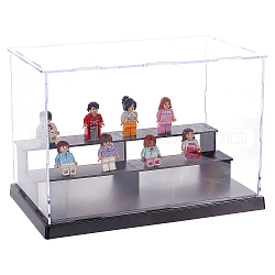 Ensamblar cajas de exhibición de acrílico, 2 niveles, para exhibición de modelos de muñecas, cuboides, Claro, Producto terminado: 26x17x15.5cm, 11 PC / sistema