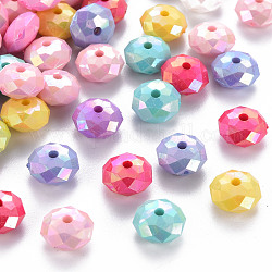 Perles acryliques opaques, de couleur plaquée ab , facettes rondelle, couleur mixte, 10mm, Trou: 1.8mm, environ 1300 pcs/500 g