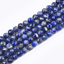 Abalorios de lapislázuli naturales hebras, facetados, redondo, 4mm, agujero: 0.8 mm, aproximamente 102 pcs / cadena, 15.3 pulgada