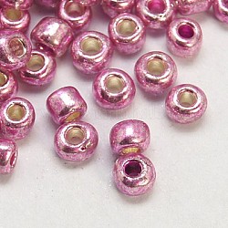 Perles de rocaille en verre, Coloris, ronde, orchidée, taille: environ 4mm de diamètre, Trou: 1.5 mm