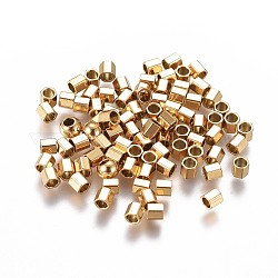 Revestimiento iónico (ip) 304 cuentas espaciadoras de acero inoxidable, hexágono, dorado, 2x2x2mm, agujero: 1.4 mm