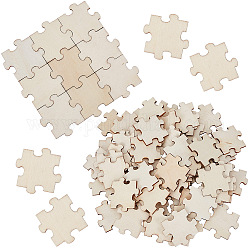 Cabochons en bois Gorgecraft, puzzle, blanc antique, 40x40x3mm