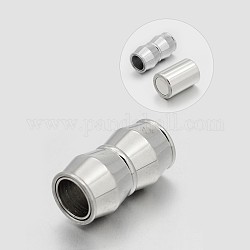 Column 304 Stainless Steel Magnetic Clasps, Stainless Steel Color, 18x10mm, Hole: 6mm