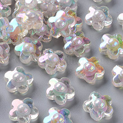 Perles en acrylique transparente, Perle en bourrelet, couleur ab , fleur, fumée blanche, 16.5x17x9.5mm, Trou: 2.5mm, environ 390 pcs/500 g