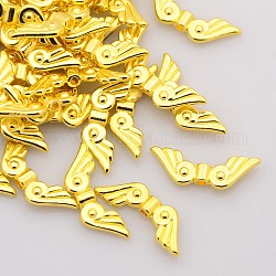 Tibetan Style Alloy Beads, Lead Free & Cadmium Free, Wings, Golden, 21x7.5mm, Hole: 1mm