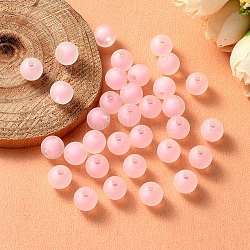 Perline acrilico trasparente, smerigliato, perline in perline, tondo, perla rosa, 8x7.5mm, Foro: 2 mm, circa 100pcs/scatola
