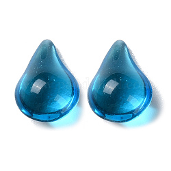 Perles en verre, sans trou, larme, bleu clair, 15x9.5x7.5mm