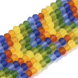 7 Farben Milchglas Perlen Stränge, segmentierte mehrfarbige Perlen, facettiert, Rondell, Farbig, 2~3x2~3 mm, Bohrung: 0.7 mm, ca. 190 Stk. / Strang, 16.14 Zoll (41 cm)