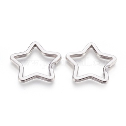 304 Stainless Steel Split Key Rings, Keychain Clasp Findings, Star, Stainless Steel Color, 33x34.5x3mm, Inner: 27~28mm