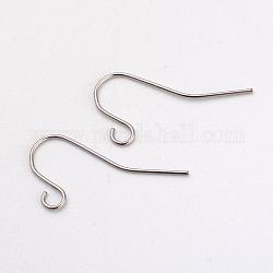 316L Surgical Stainless Steel Earring Hooks, Ear Wire, with Horizontal Loop, Stainless Steel Color, 17x8mm, Hole: 1.6mm, 24 Gauge, Pin: 0.5mm