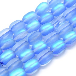 Synthetische Mondstein Perlen Stränge, holographische Perlen, Würfel, matt, Kornblumenblau, 13x8x8 mm, Bohrung: 1 mm, ca. 28 Stk. / Strang, 15.15 Zoll (38.5 cm)