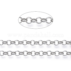 Brass Rolo Chains, Belcher Chains, Soldered, Long-Lasting Plated, with Spool, Cadmium Free & Nickel Free & Lead Free, Platinum, 4.5x1.2mm, about 150.91 Feet(46m)/roll