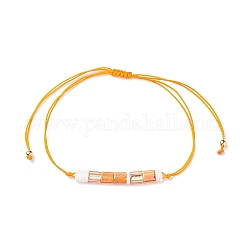 Bracelet à maillons en graines de verre, code morse message secret cadeau chanceux pour les femmes, orange, lien: 33.5x4.5x2 mm, diamètre intérieur: 3-3/4 pouce (9.4 cm)