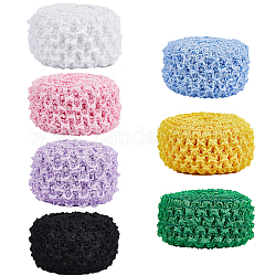 Gorgecraft 7 Bündel elastisches Häkel-Stirnbandband in 7 Farben, für Haarschleifenzubehör, Geschenkpapier, Mischfarbe, 40~45x2 mm, ca. 2 m / Bündel, 1 Bündel / Farbe