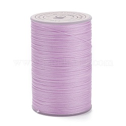 Ficelle ronde en fil de polyester ciré, cordon micro macramé, cordon torsadé, pour la couture de cuir, perle rose, 0.3~0.4mm, environ 174.98 yards (160 m)/rouleau