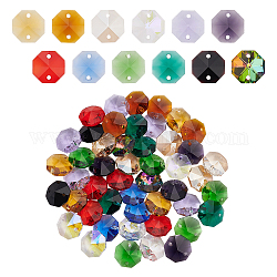 Suprfindings 96 piezas 12 colores conectores de enlaces de vidrio electrochapa encantos facetados de vidrio 14mm octágono cuentas sueltas colgantes para la fabricación de joyas pendientes collares pulseras artesanías